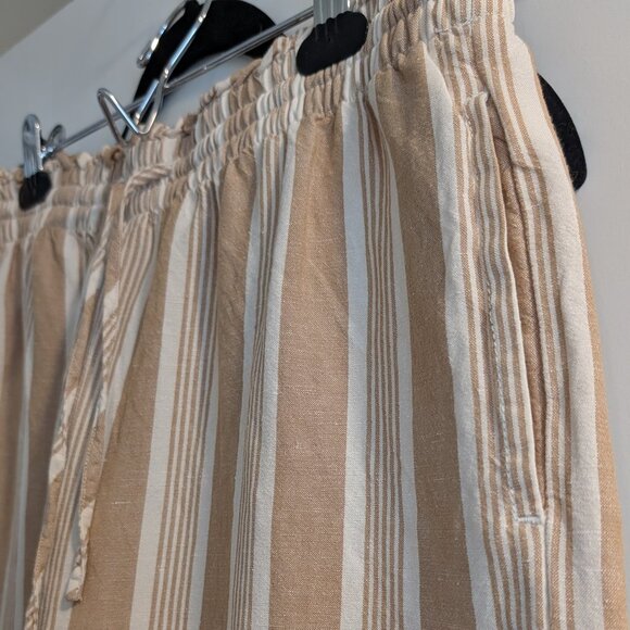 Madewell Linen Blend Striped Cropped Wide Leg Pants - Picture 2 of 5